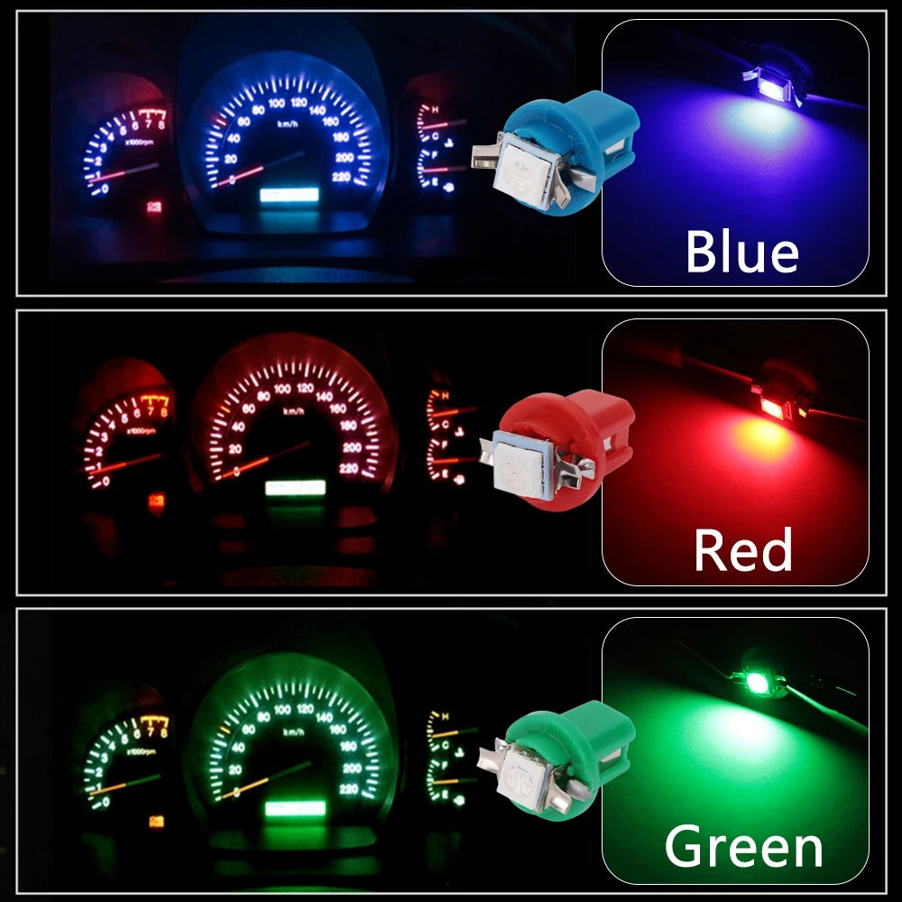 10 Pcs T5 B8.5D 5050 SMD Car LED Dashboard Instrument Lights