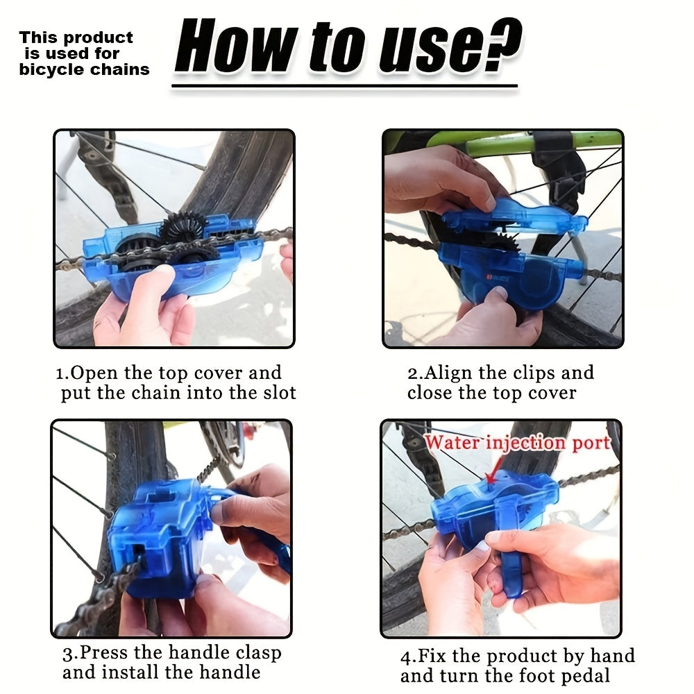 Bike Chain & Gear Cleaner Scrubber Tool with Rotating Brushes