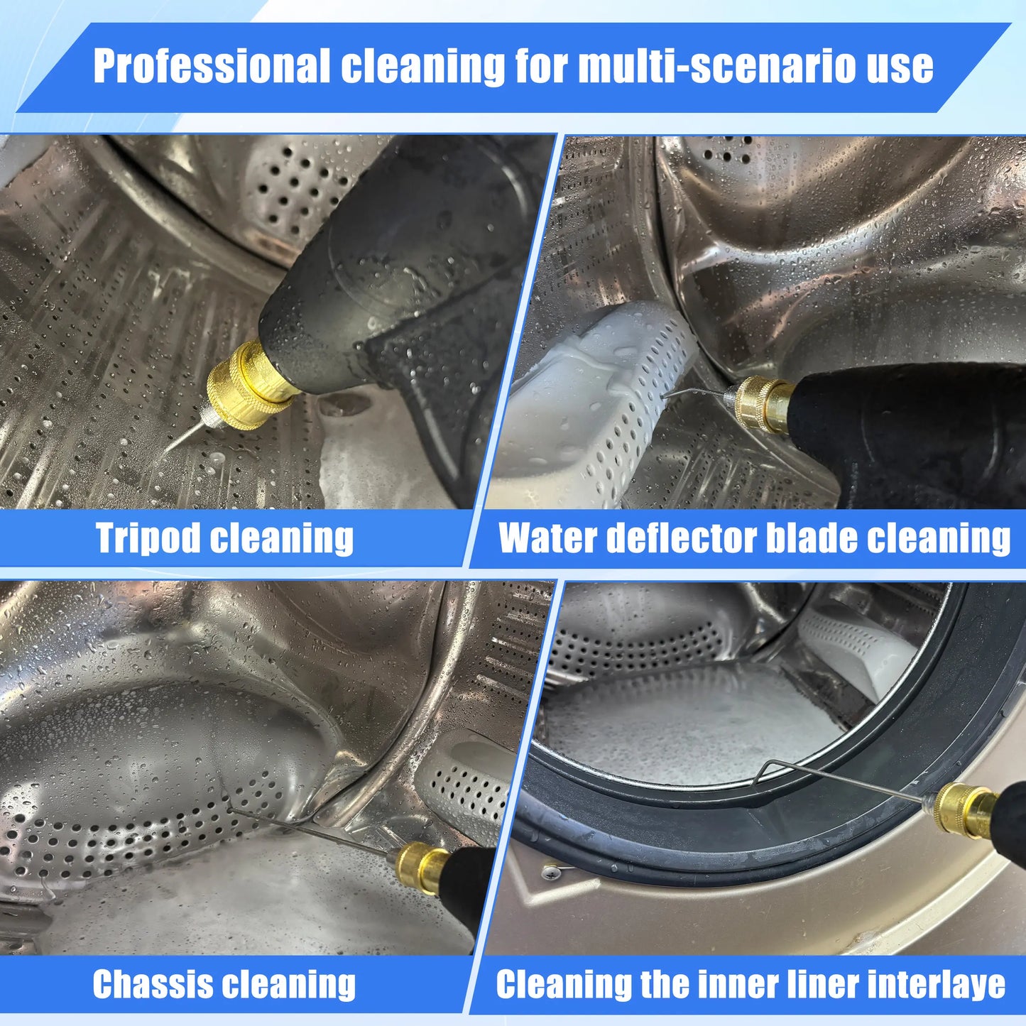 4 Pack Heavy Duty Hose High-Pressure Washer Spray Nozzle Kit for Drum Washing Machine & AC