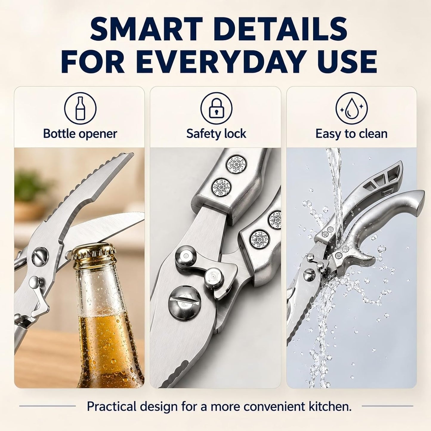 Bone Shears - Heavy-Duty Kitchen Scissors with Fish Scaler & Bottle Opener