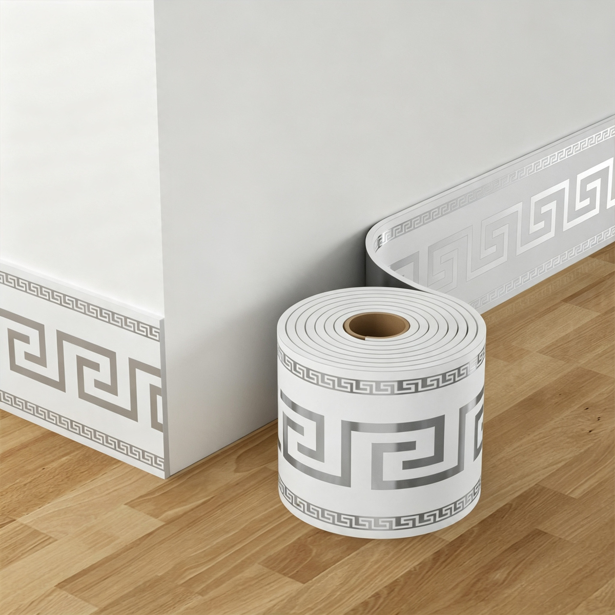 Self-adhesive vinyl skirting trim