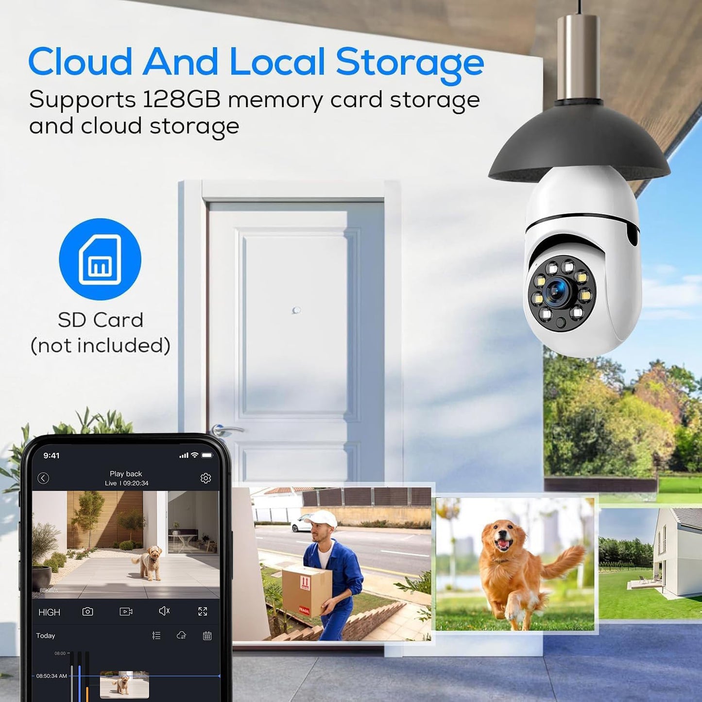 5GHz WiFi 720P HD Light Bulb Camera for Indoor Monitoring