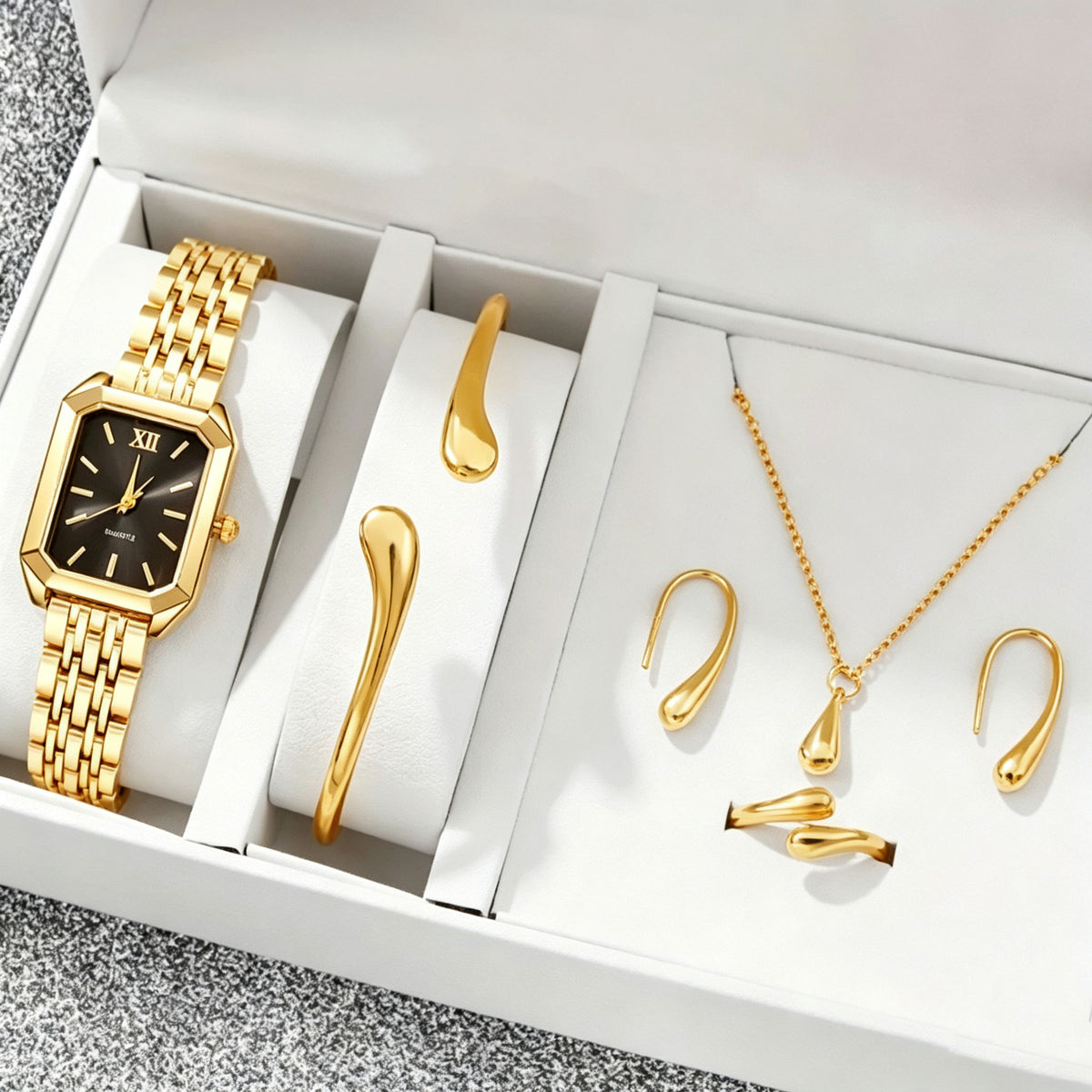 Elegant Quartz Watch and Jewelry Set