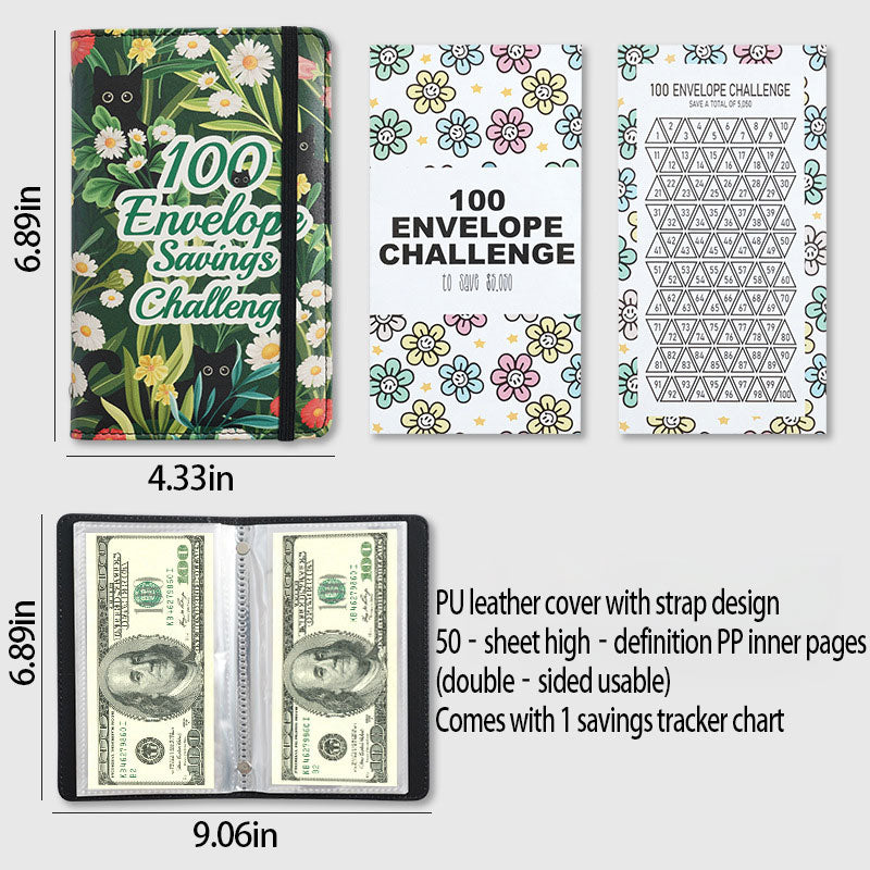 Portable 100-Day Savings Challenge Envelope Book with Premium Durable Cover