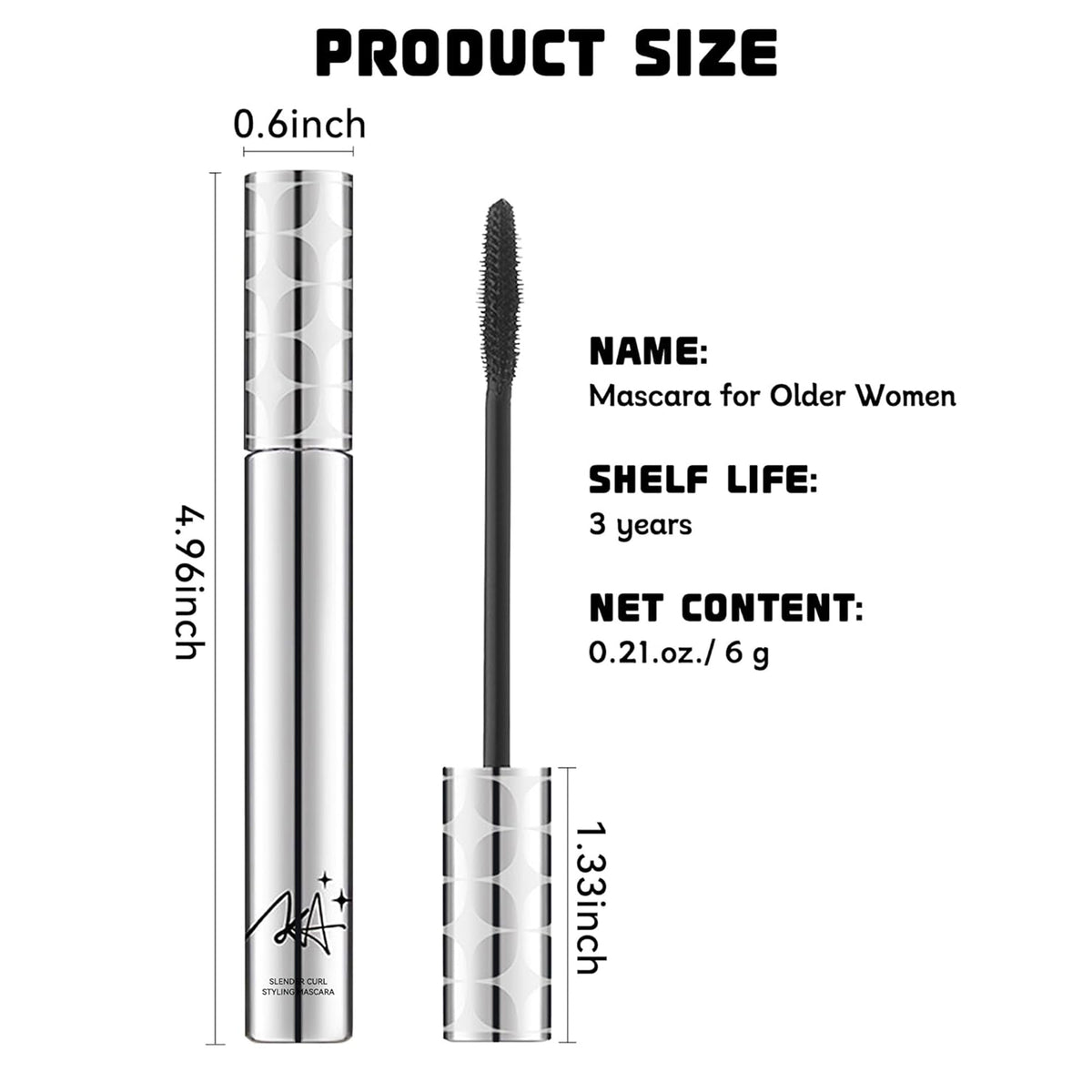 Mascara for Women with Thinning Lashes, Prime Máscara Waterproof Long Lasting Volumizing