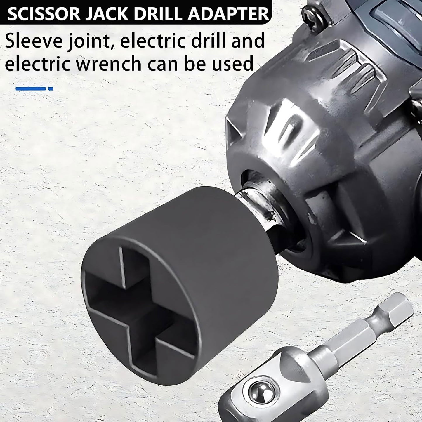 Universal Jack Socket Adapter with a 1/2 in Socket Adapter Bit for Hand Drill, Scissor Jack Drill Adapter