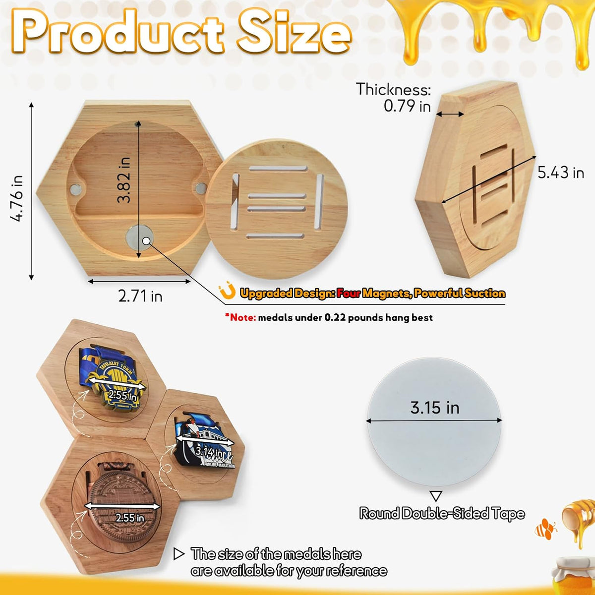 Fashion Wooden Medal Holders Display Stand Wall Rack