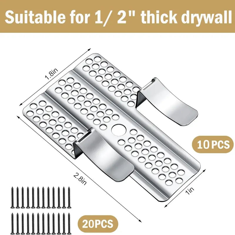 10Pcs Easy-to-Install 1/2-Inch Drywall Clips