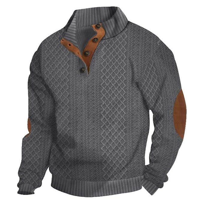 Men's Jacquard Stand-Collar Henley Shirt