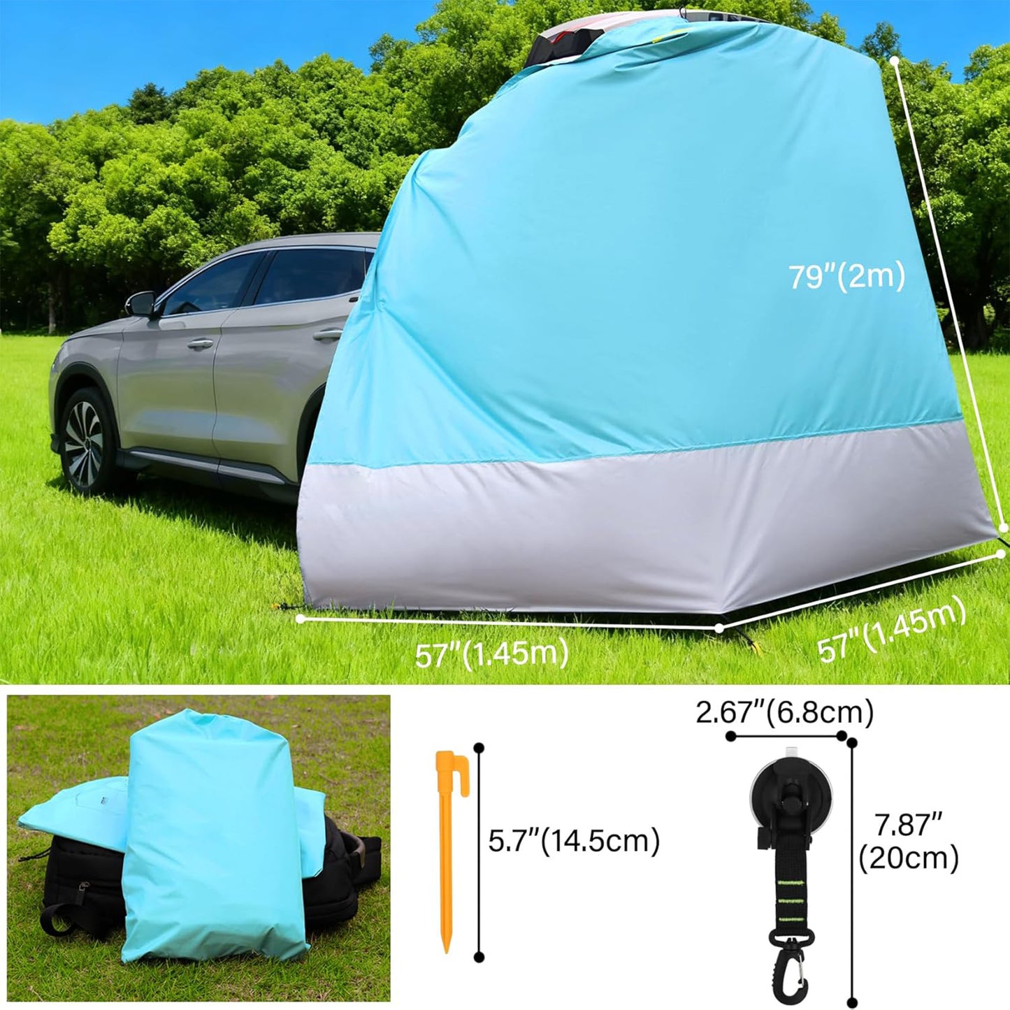 Hatchback Cabana with Magnets, 30 Second Setup Privacy Car Tent
