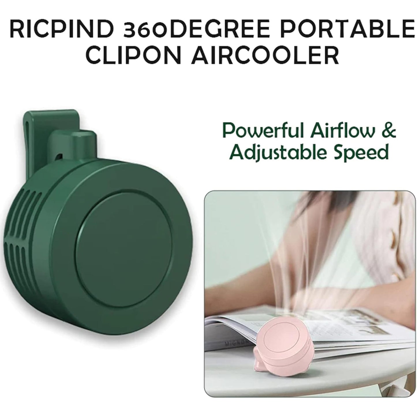 Portable Mini Waist Clip Fan, 360 Degree Clip On Air Cooler