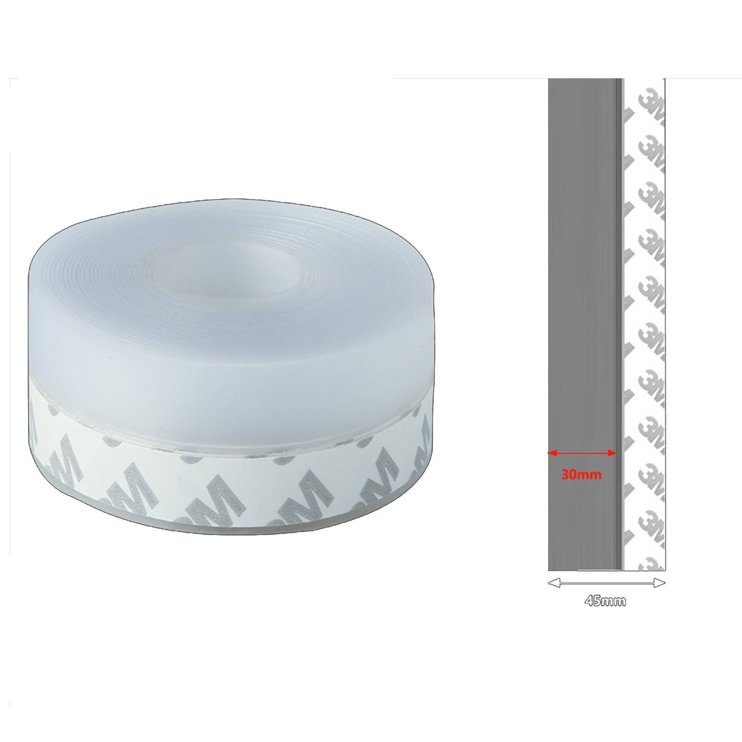Silicone Clear Weather Stripping Door Seal, Door Draft Stopper for Side of Door, Self-Adhesive Insulation Tape for Gaps (45mm;16Ft)