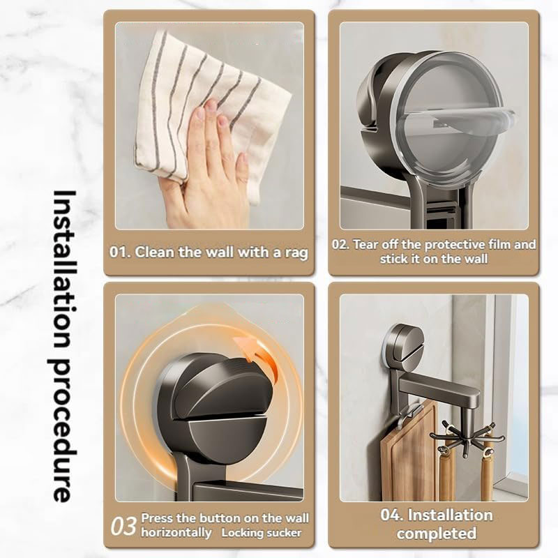 2pcs Suction Cup Wall Shelves - Non-Punching Installation, 360° Swivel Hooks