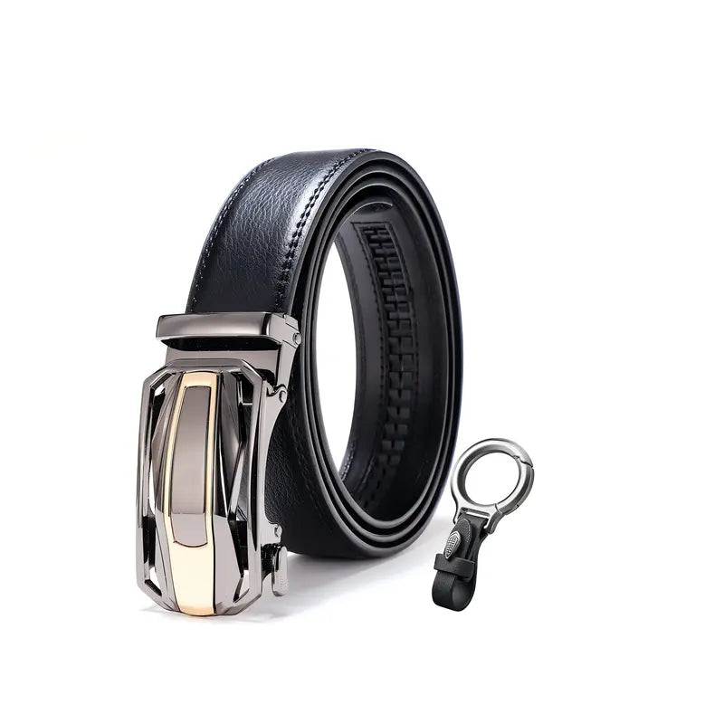 Men'S Ratchet Leather Belt - Sliding Belt Adjustable For Gift Mens Dress Fashion Belts1 3/ 8",