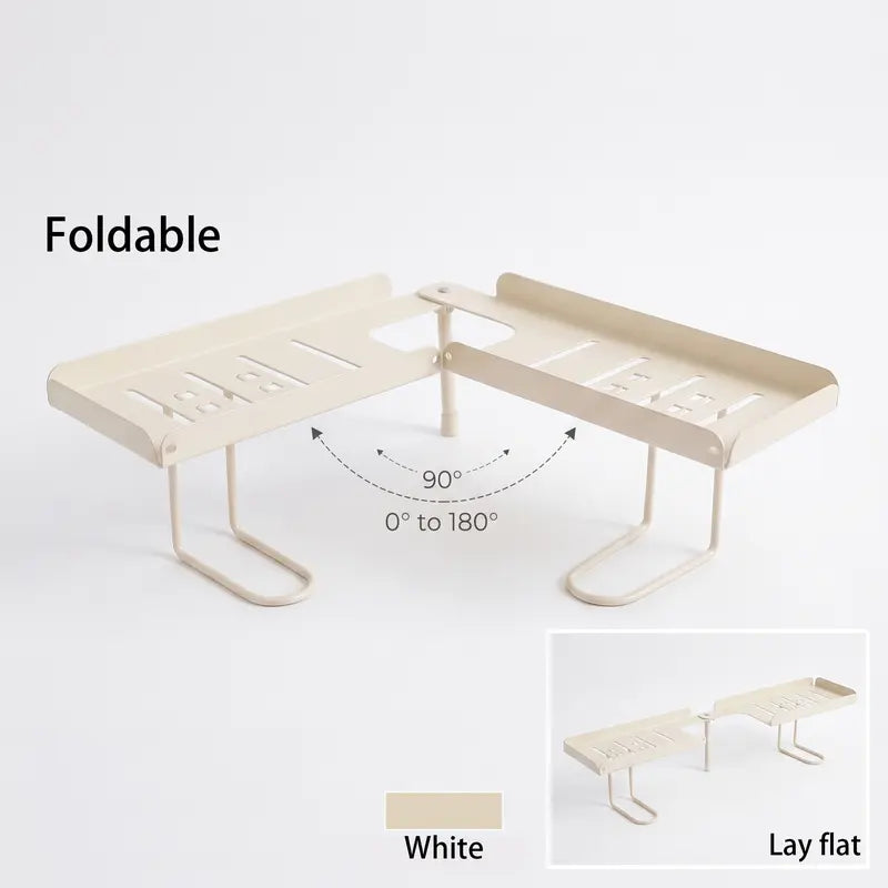 Steel Foldable Shelf Organizer for Homeowners - No-Drilling Over-Faucet Caddy with Adjustable Legs