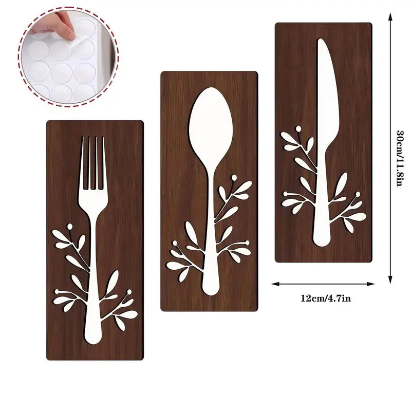 3-Piece Wooden Kitchen Wall Signs