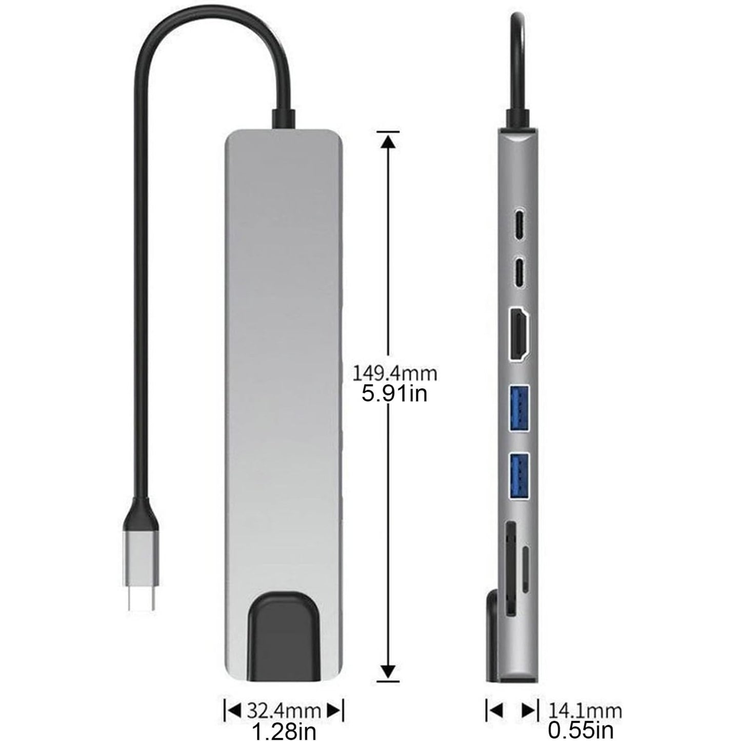 USB Hub 8 in 1 Multi USB Splitter USB 3.0 Port Extender