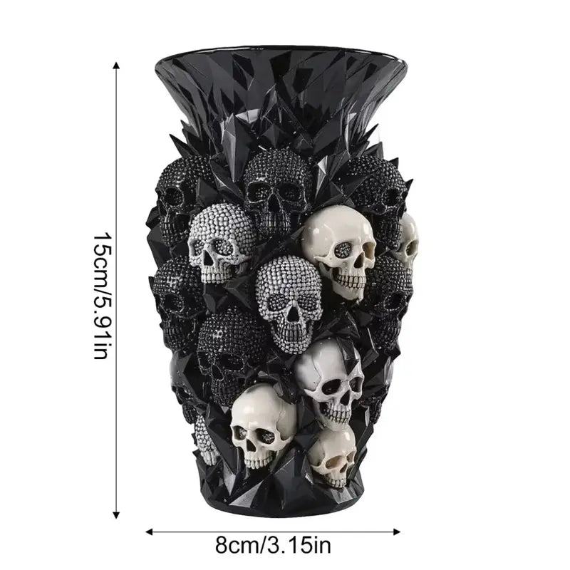 Gothic Resin Skull Vase Ornament