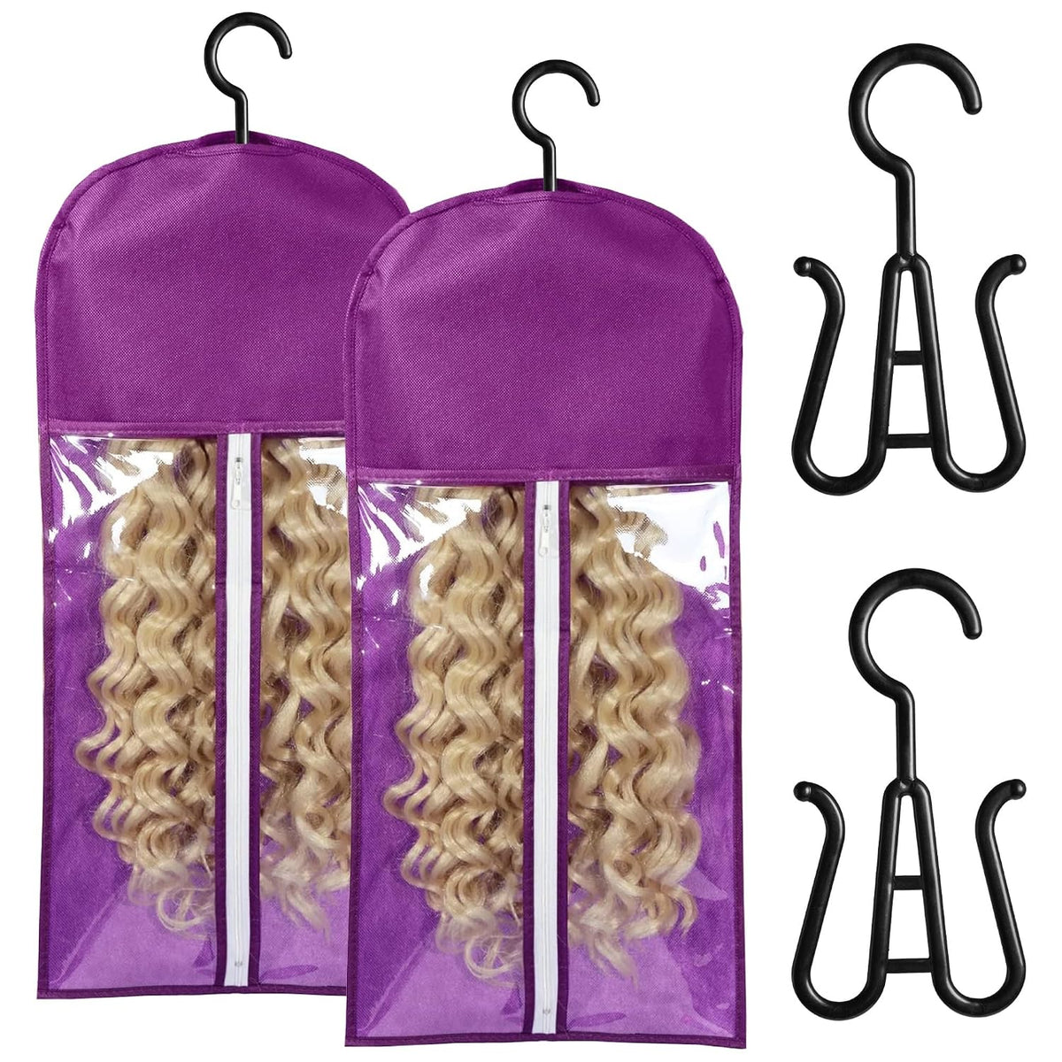 2 Pack Wig Storage Bags with Hangers
