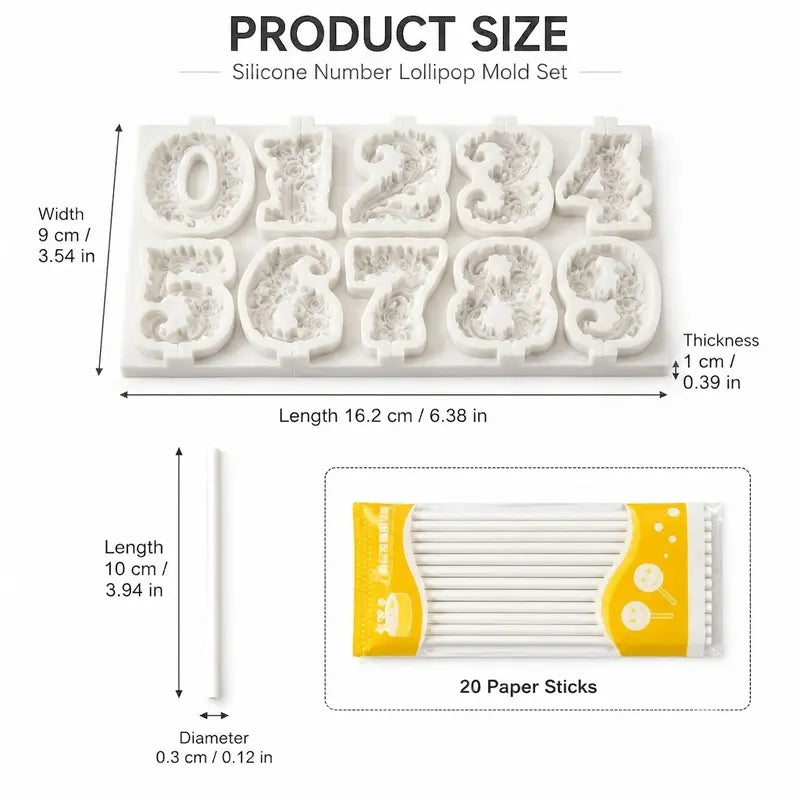Vintage Rose Floral Number-Shaped Silicone Mold