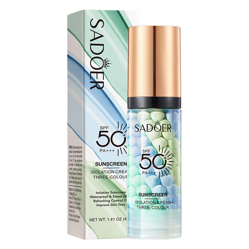 Color Correcting Facial Serum, Tricolor Face Primer, SPF 50 PA+++ Sunscreen Isolation Cream
