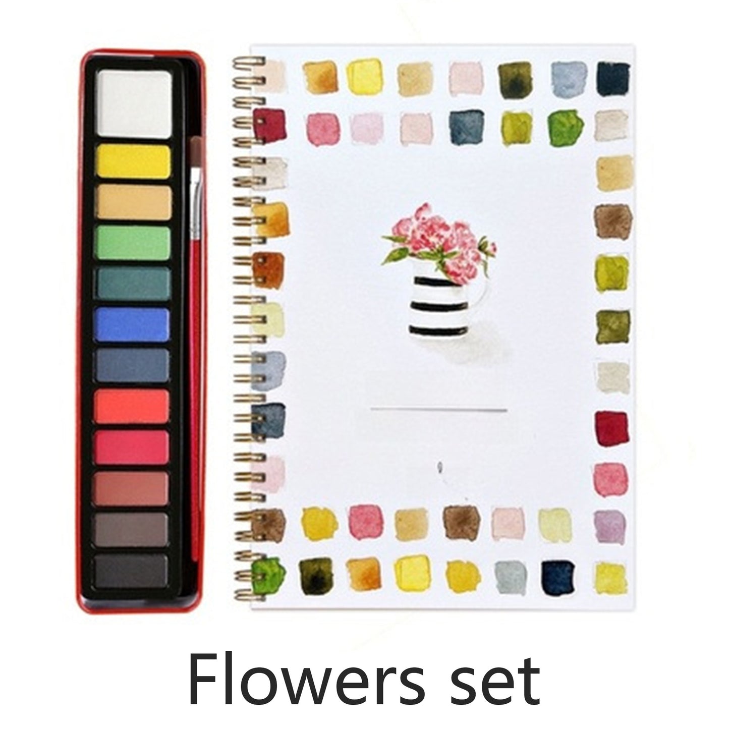 Watercolor Workbook Paint Set with 12 Watercolor Paints & A Brush