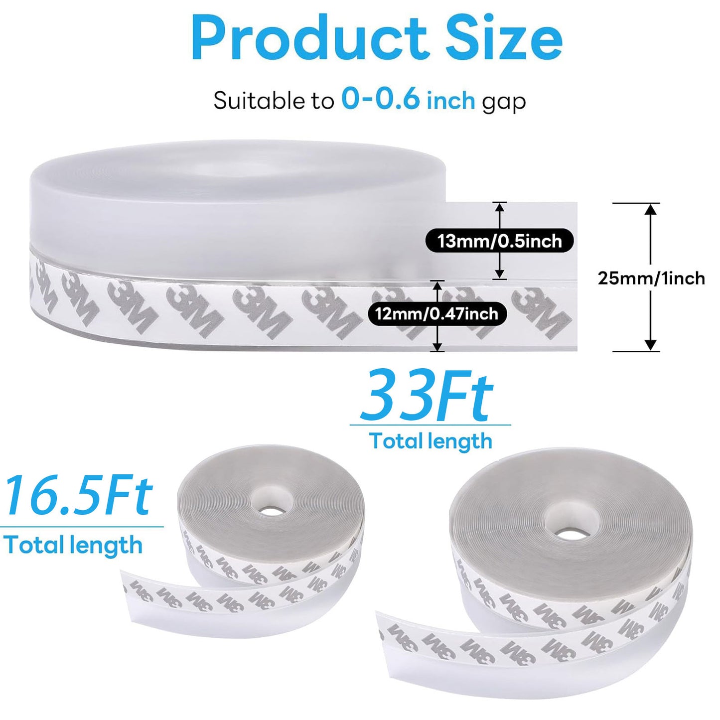25mm Width Transparent Rubber Sealing Tape for Windows & Doors