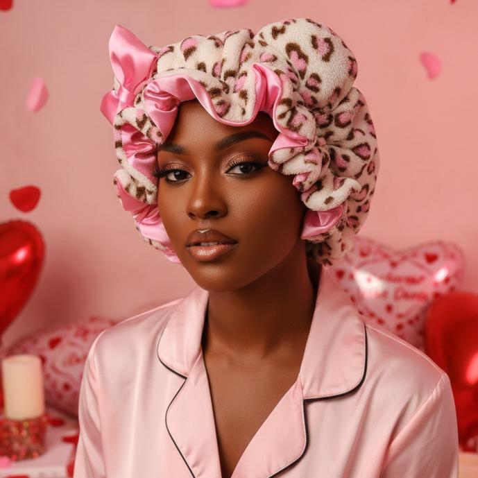 Plush Animal Ear Hair Bonnet for Women