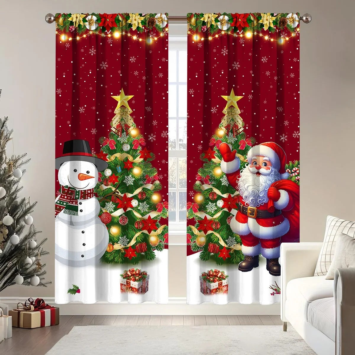 Digitally Printed Polyester Christmas Curtains