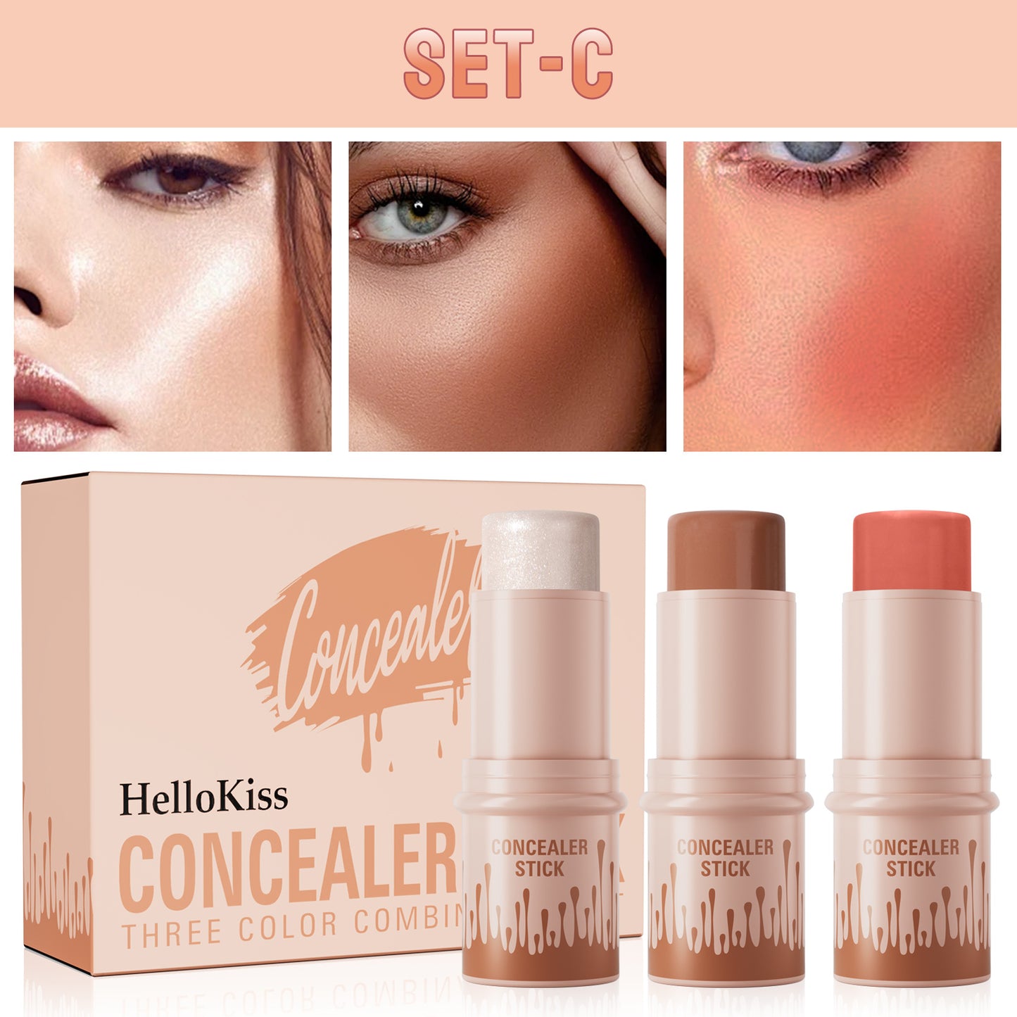 3Pcs Cream Contour Sticks Kit
