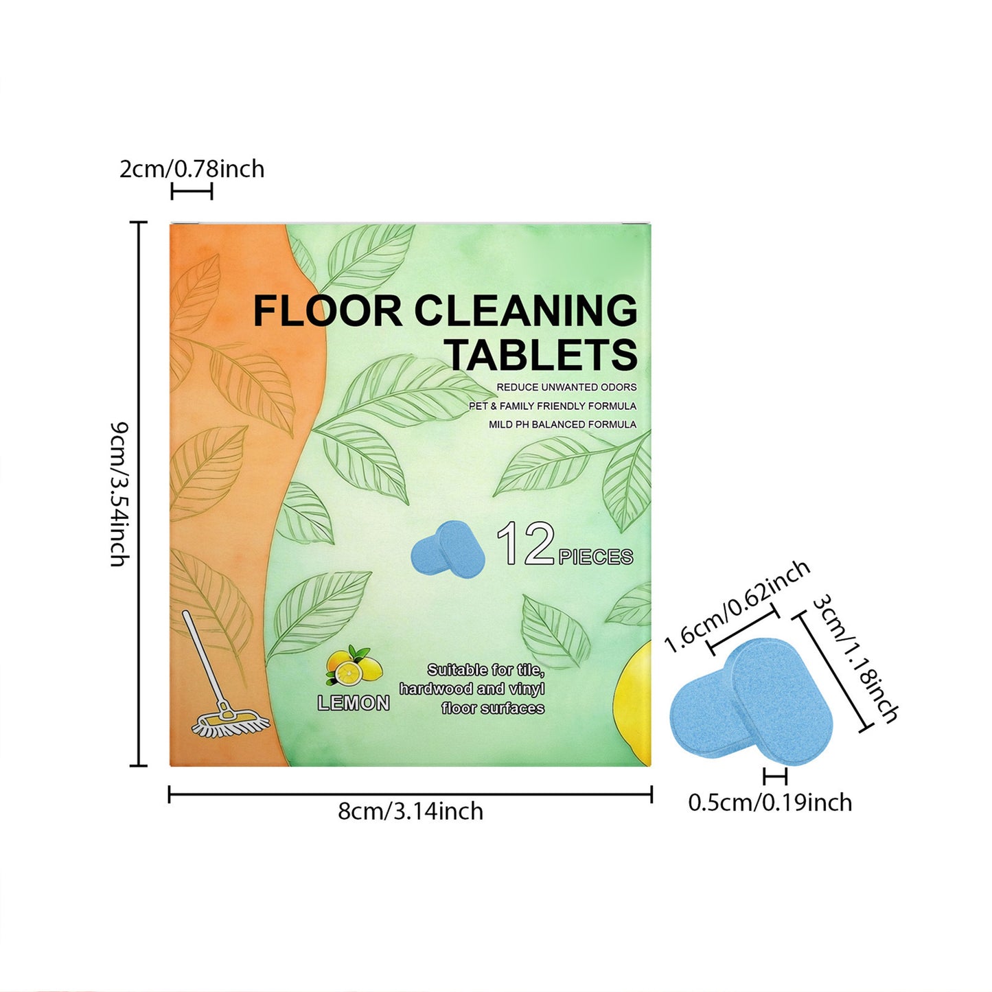 12pcs Floor Cleaner Tablets Hard Floor Cleaner Tablets