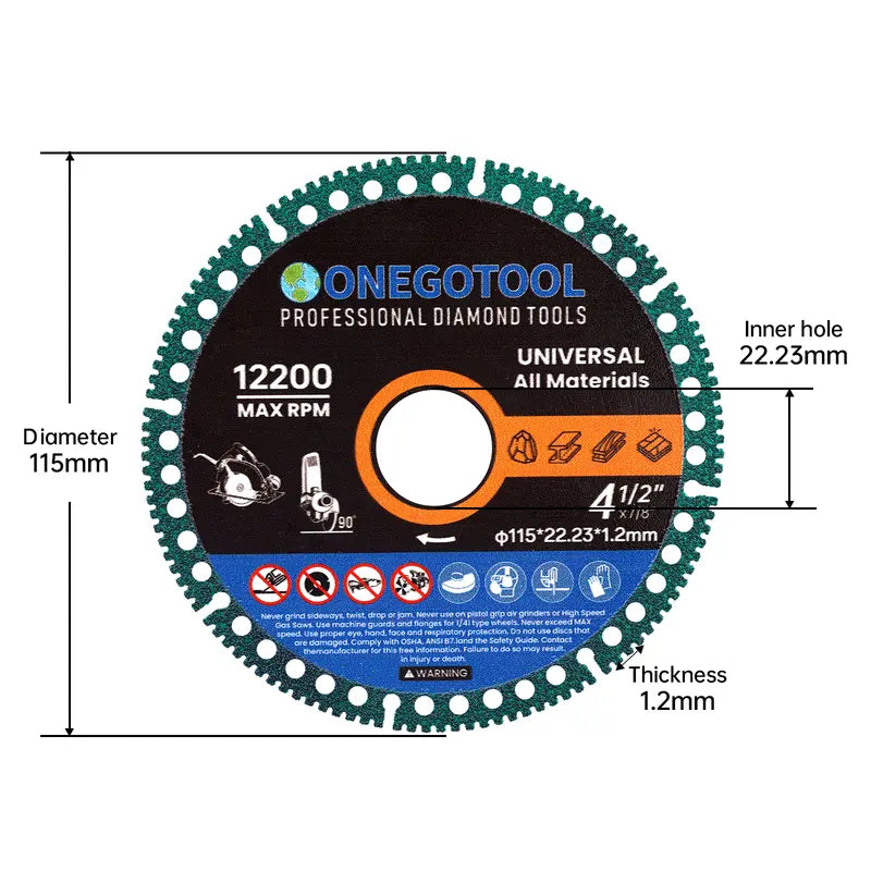 3PCS 4-1/2 inch Indestructible Cutting Discs for Angle Grinder 7/8"