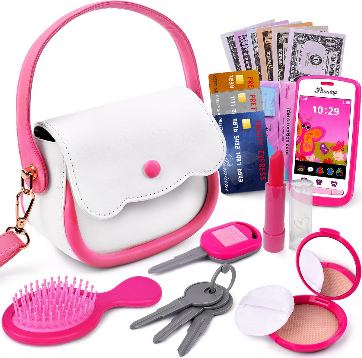 Realistic Girl Handbag Toy Set, Colorful Pretend Play Accessories