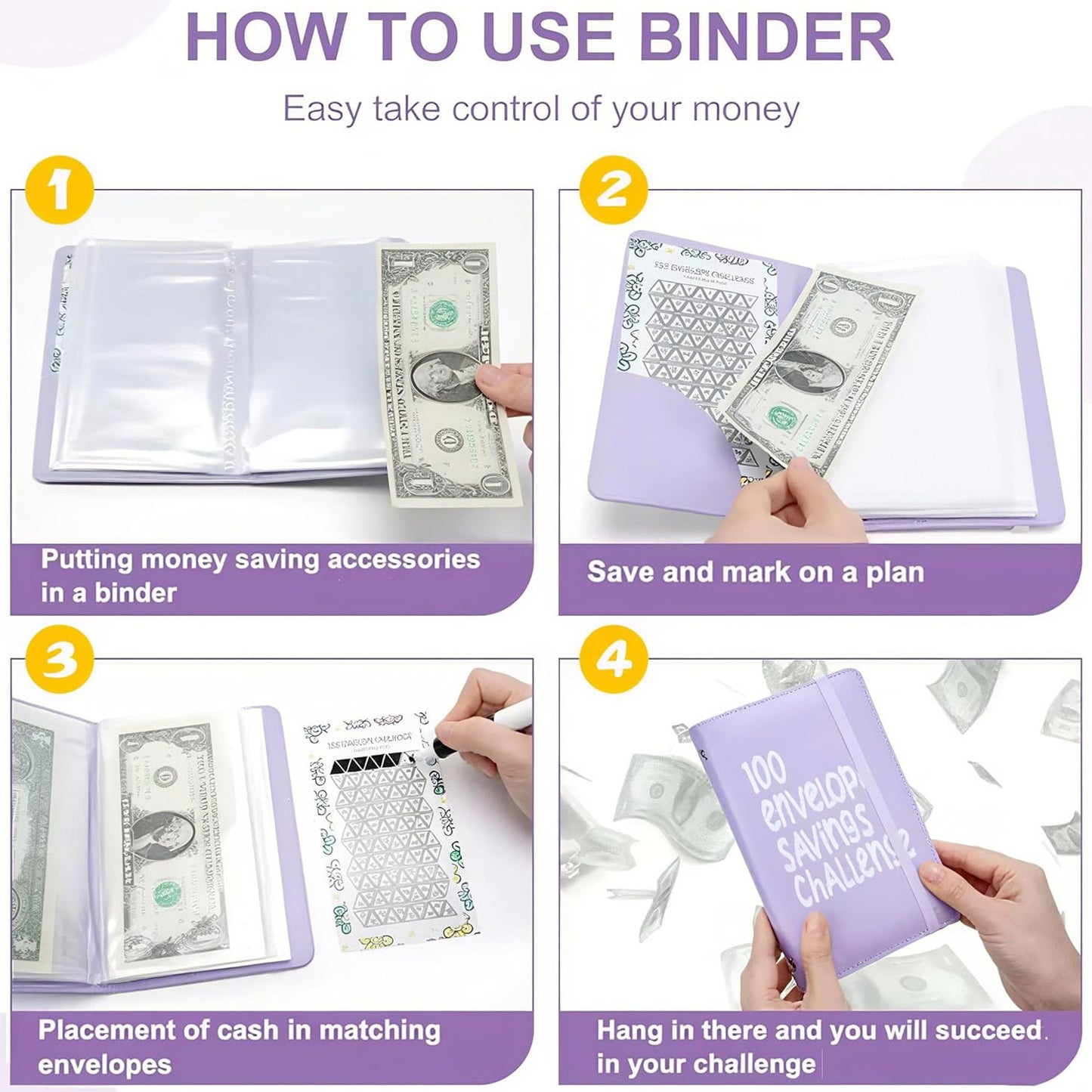 100 Days Money Saving Challenge Coin Envelope Budget Storage Book - Easy and Fun Way to Save Money