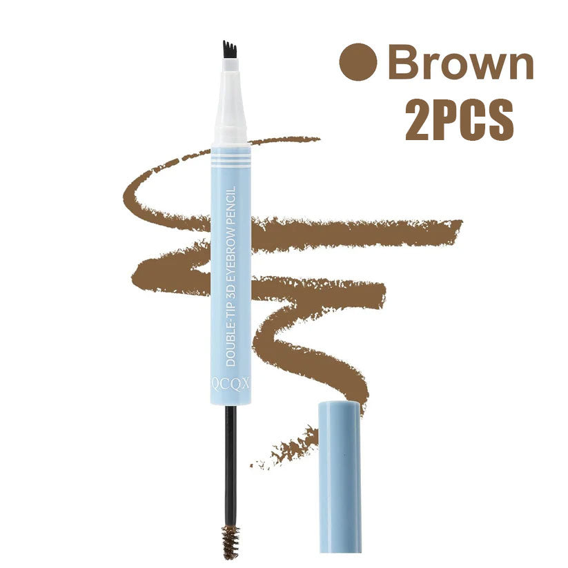 2PCS Dual-Ended 4-Tip Precision Eyebrow Pencil with Spoolie Brush