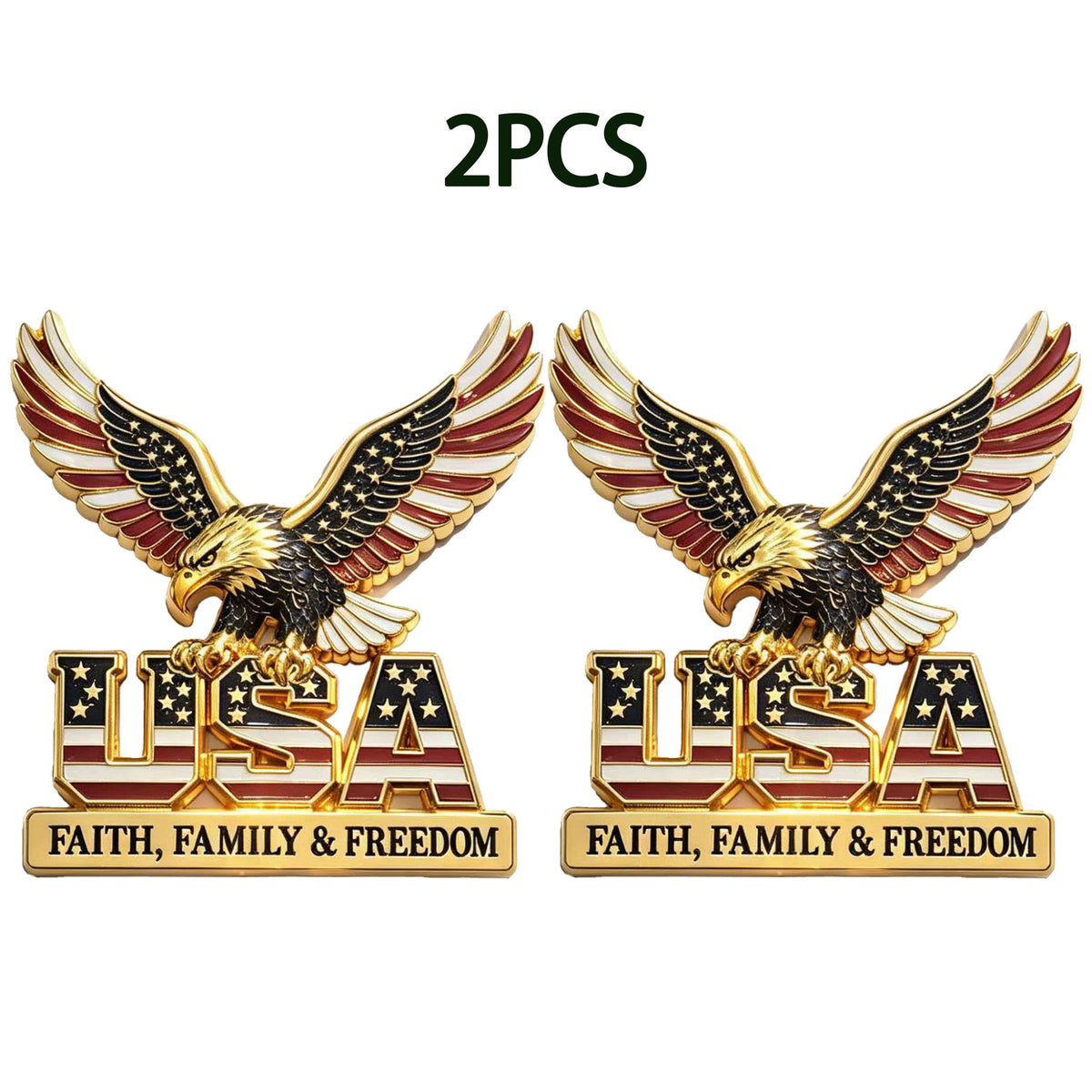 2PCS 3D Bald Eagle Car Emblem/Badge