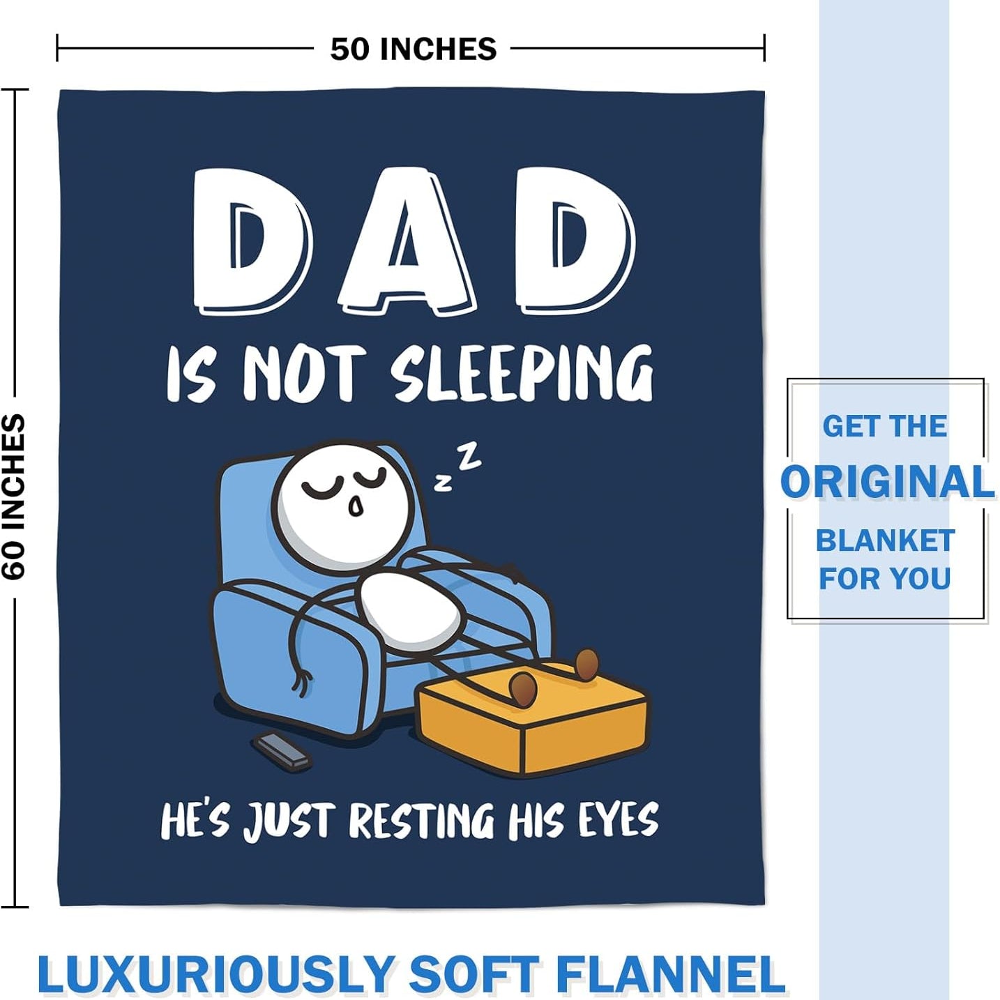 Dad Is Not Sleeping Flannel Blanket, Fathers Day Dads Gifts From Daughter Son, Super Soft Throws Blanket for Couch and Napping