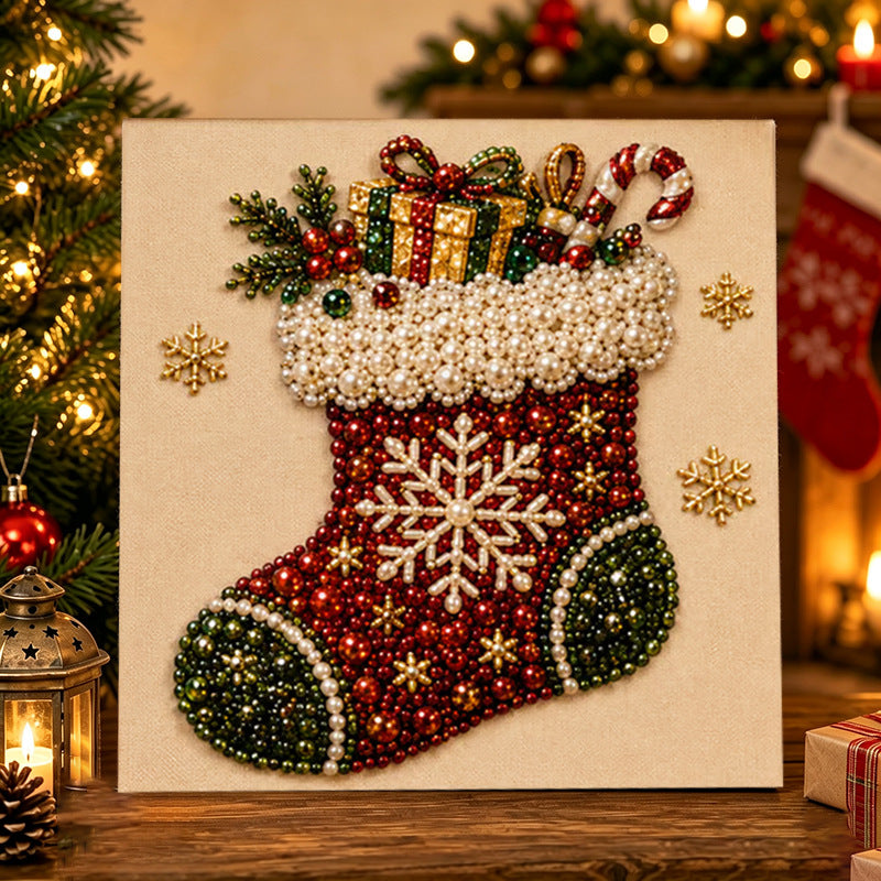 DIY Christmas Pearl Diamond Painting Art Kit With Frame