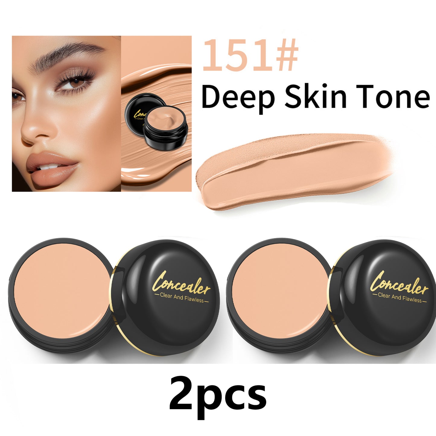 2Pcs Pot Concealer Full Coverage Brightener Waterproof