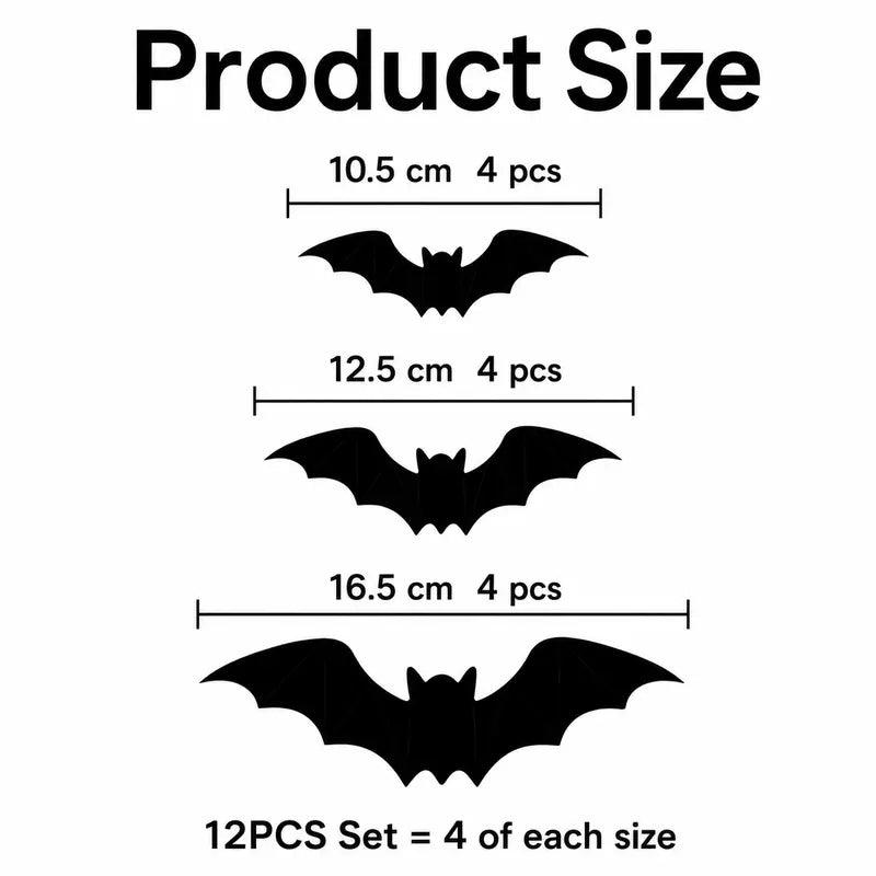 12PCS 3D Bat Light LED Decorations, 12pcs Halloween Spooky Ornaments