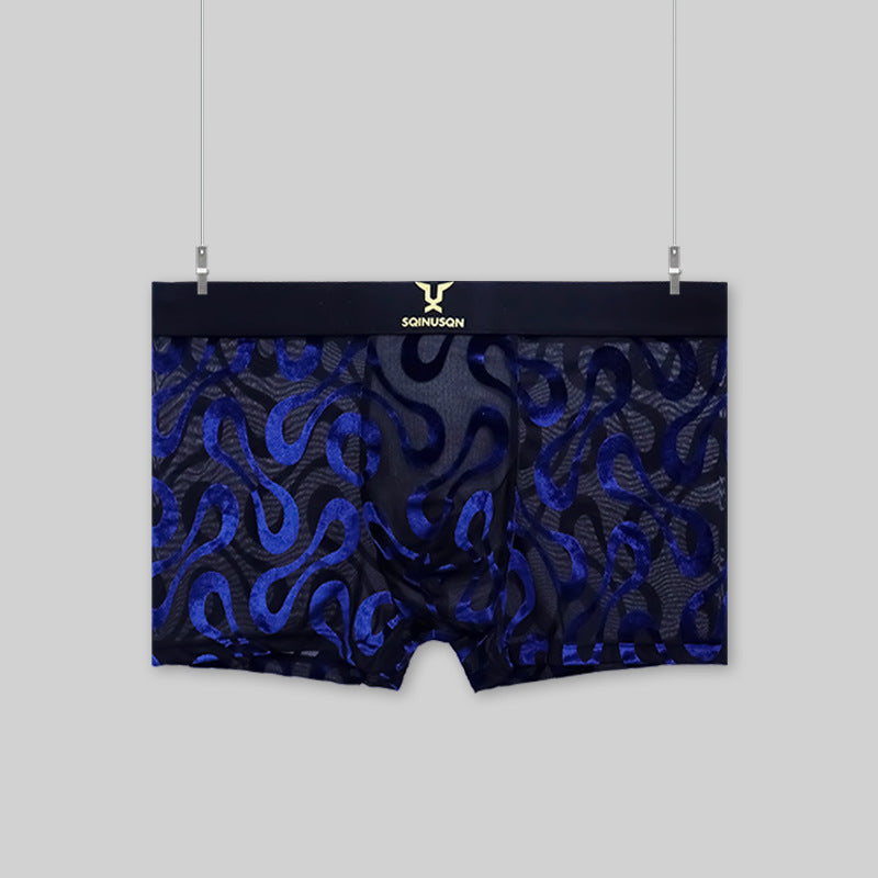 Breathable mesh boxer briefs, soft and stretchy jacquard fabric