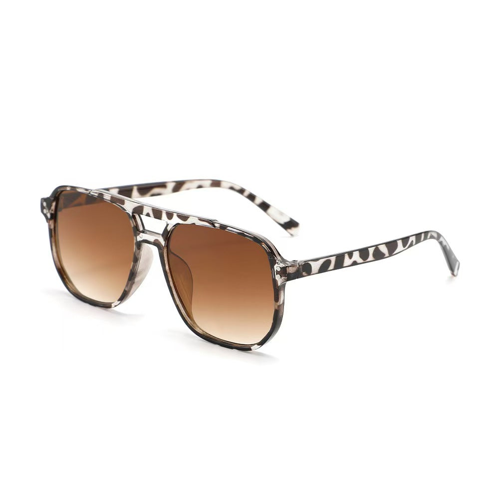 Stylish Double-Bridge Sunglasses with Square Rivet Details