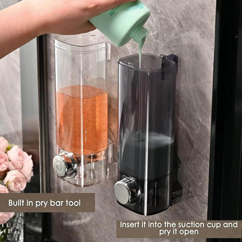 Simple Fashionable 500ML Punch-Free Wall-Mounted Suction Cup Liquid Dispenser for Bathroom Kitchen Sink