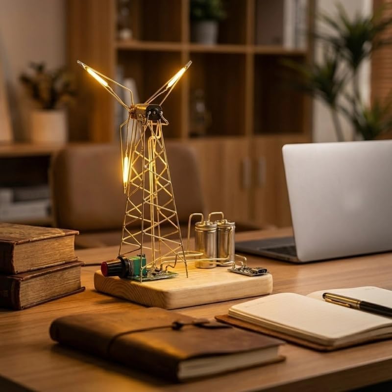 Rotating Windmill Night Light with Motorized Spinning Blades