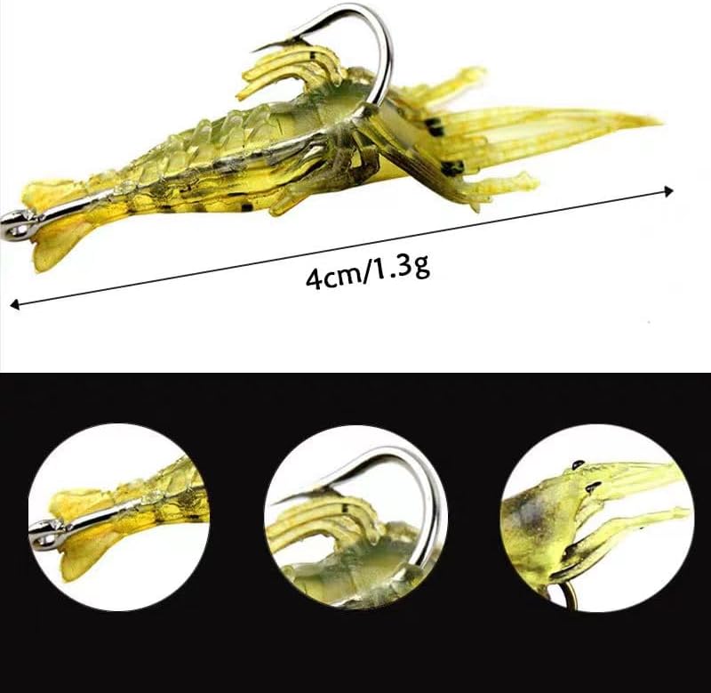 30Pcs Shrimp Simulation Soft, 2In Gulp Prawn Lure Bait Hook Tackle Bass Fishing Lures