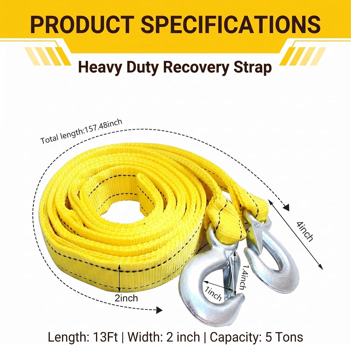5-Ton Double-Layer Thick Off-Road Towing Recovery Strap