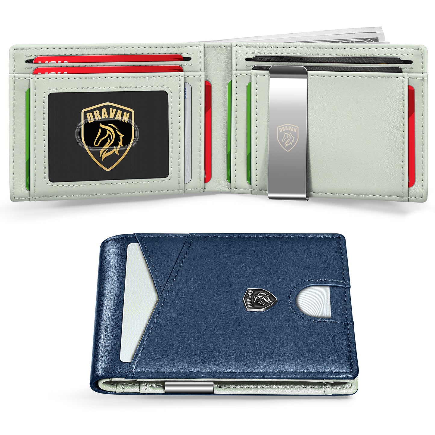 Slim Wallet for Men - Minimalist Genuine Leather Carbon Fiber Rfid Blocking Bifold Credit Card Holder