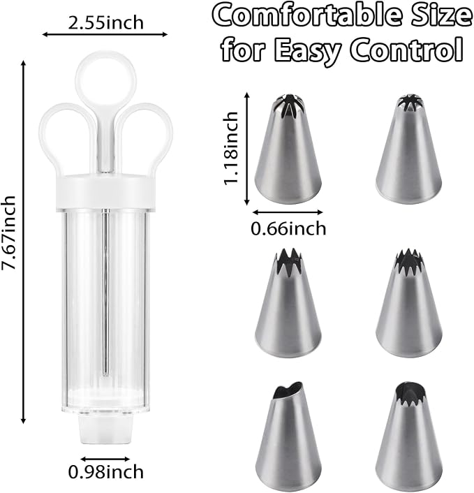 Complete Cake Decorating Tool Set – 6 Stainless Steel Icing Tips Included
