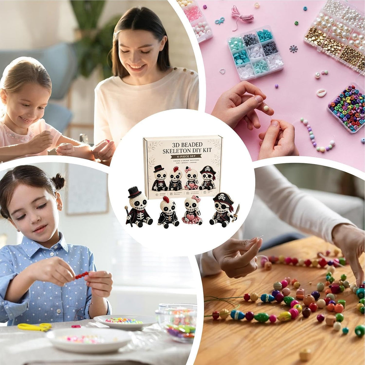 DIY 3D Beaded Skull Craft Kit