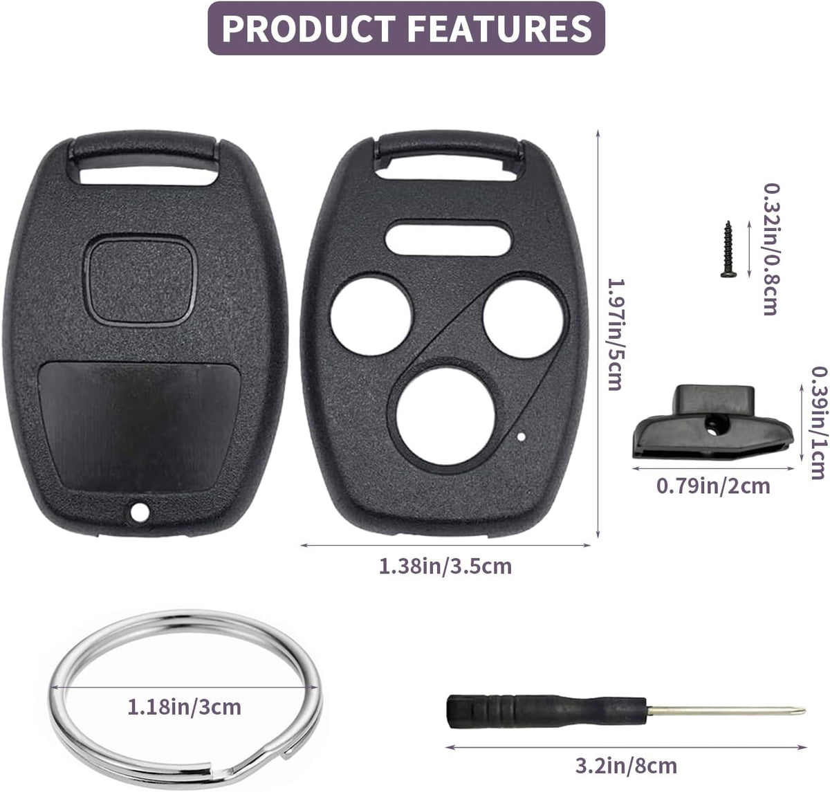 2PCS Honda Car Remote Key Shell